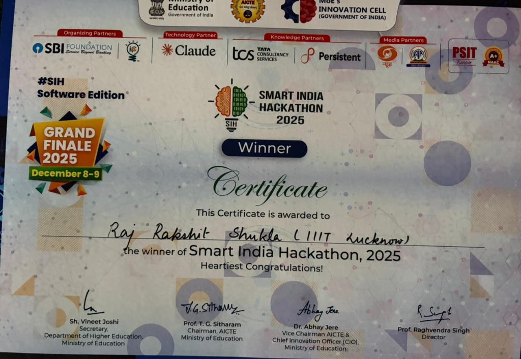 Smart India Hackathon 2025 Winner